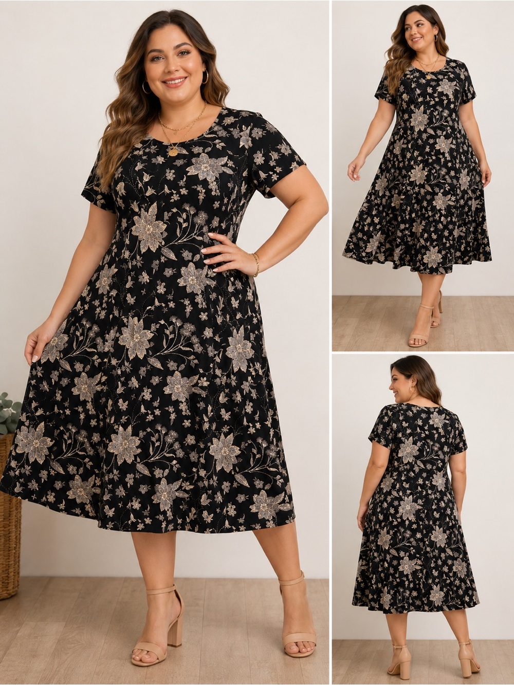 Old Navy Floral Swing Dress with Cream Floral Print xxl XX Large